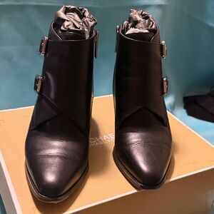 Michael Kors Double Buckle Black Ankle Booties